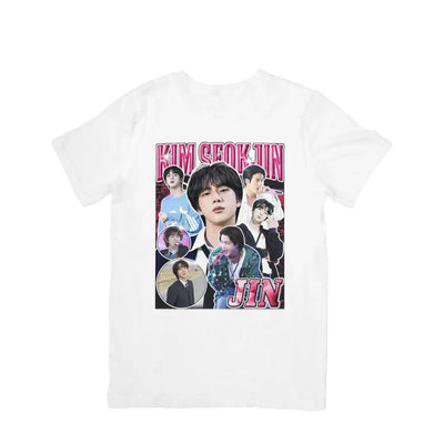 Camiseta Básica BTS Jin Graphic-BRANCO
