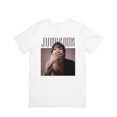 Camiseta Básica BTS Jungkook Graphic Vintage-BRANCO