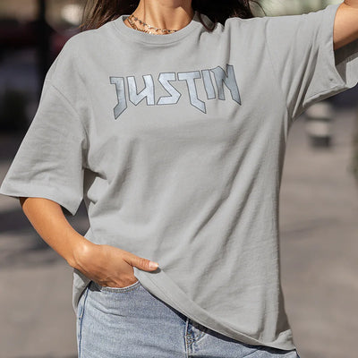 Camiseta Básica Justin Bieber Name Cinza