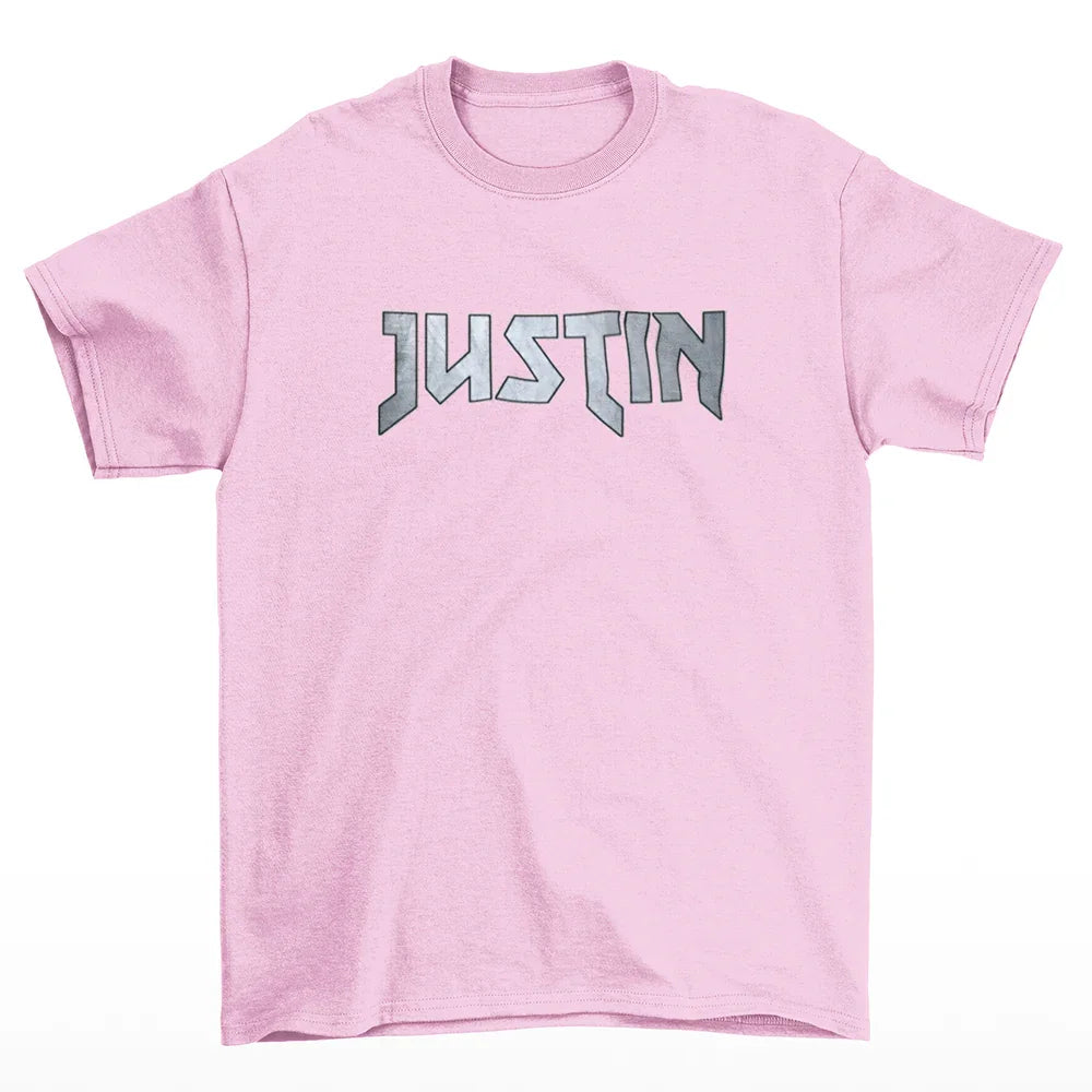 Camiseta Básica Justin Bieber Name Rosa Bebê