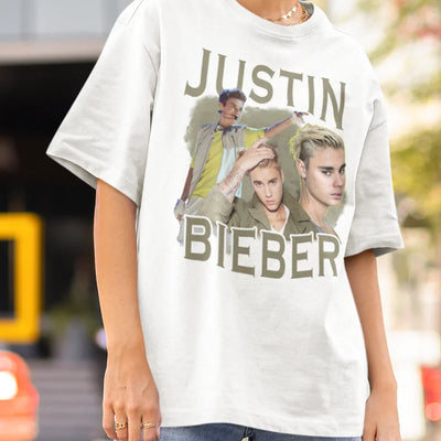 Camiseta Básica Justin Bieber Aesthetic Graphic Branco