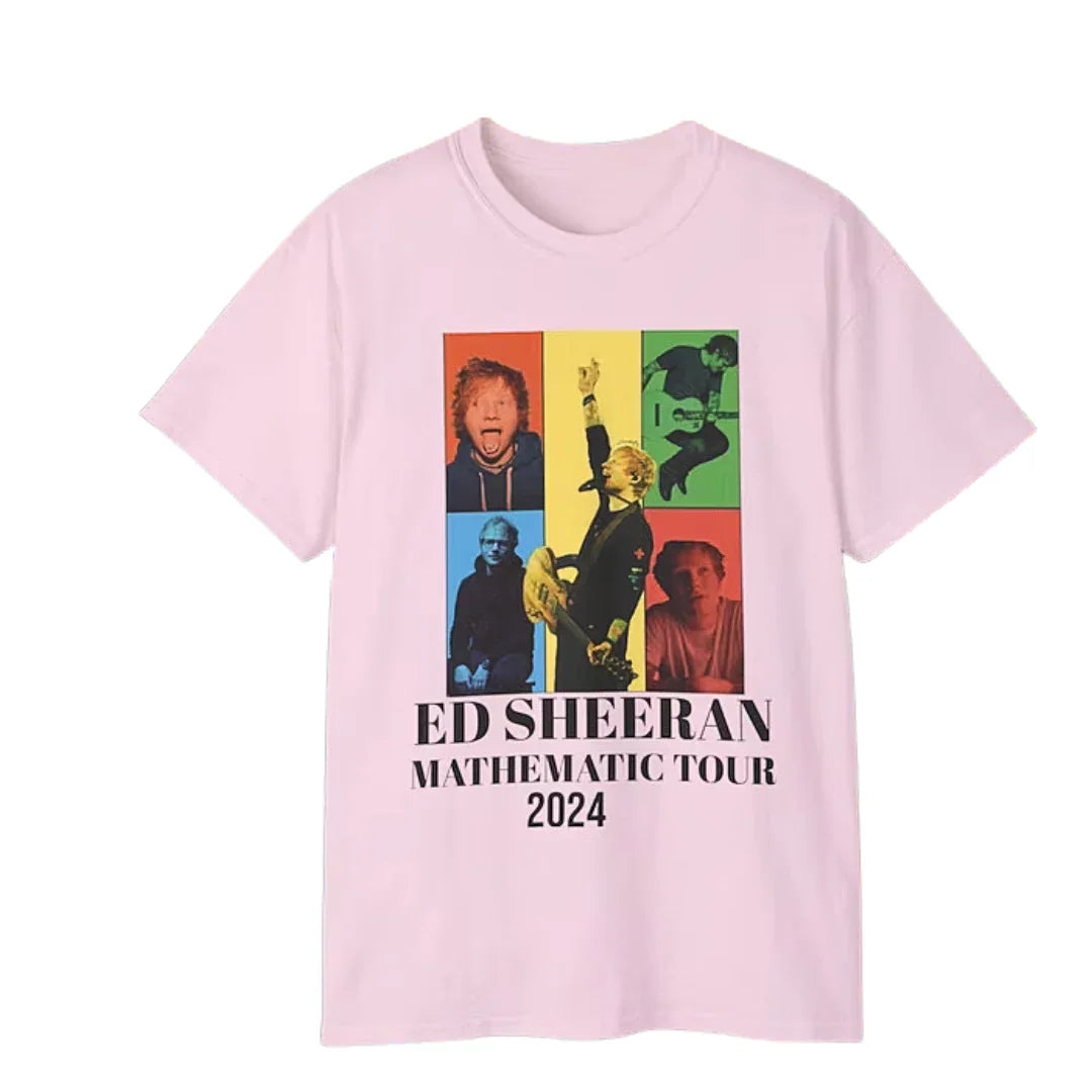 Camiseta Básica Ed Sheeran Mathematic Tour Rosa Bebê