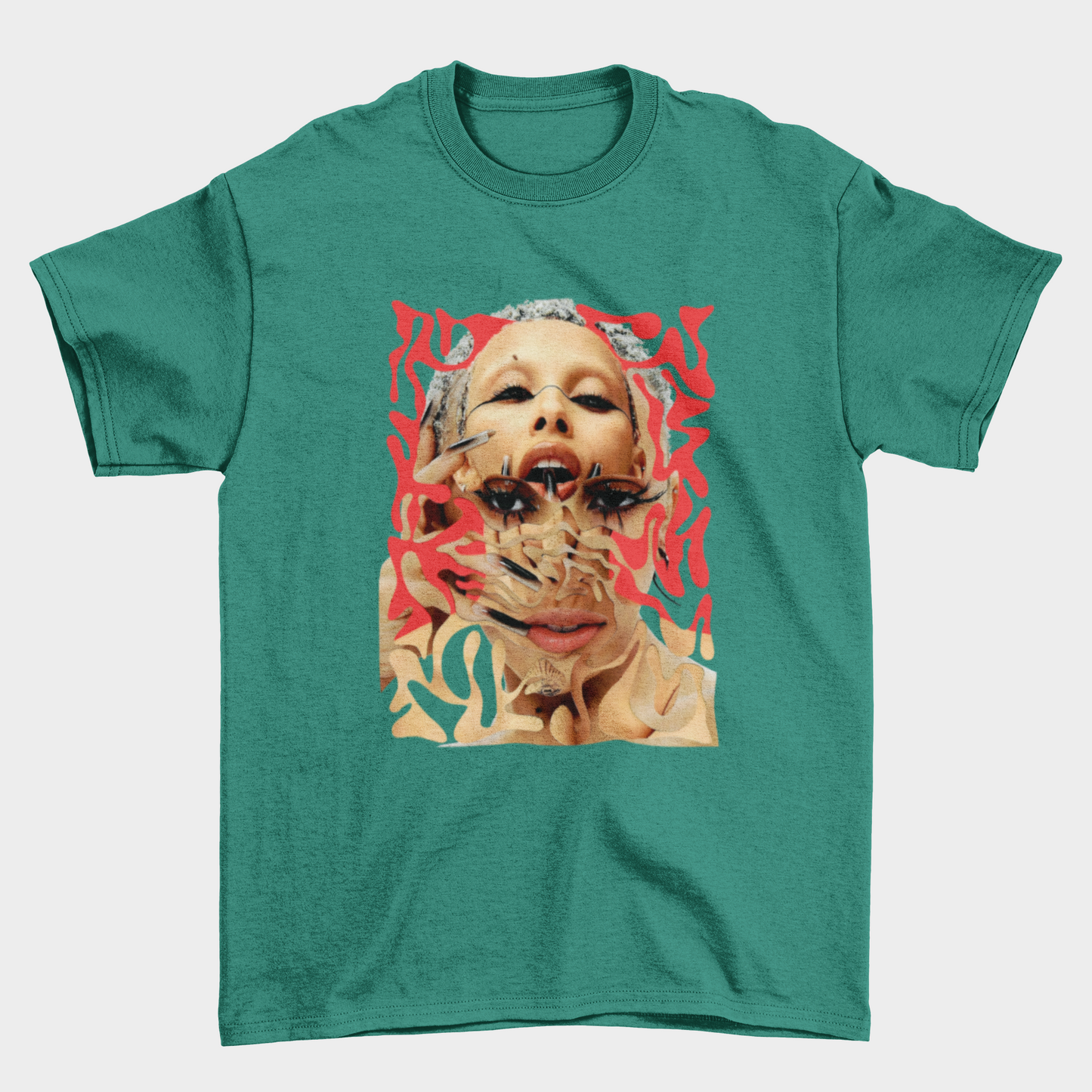 Camiseta Básica Doja Cat Rosto Psicodélico