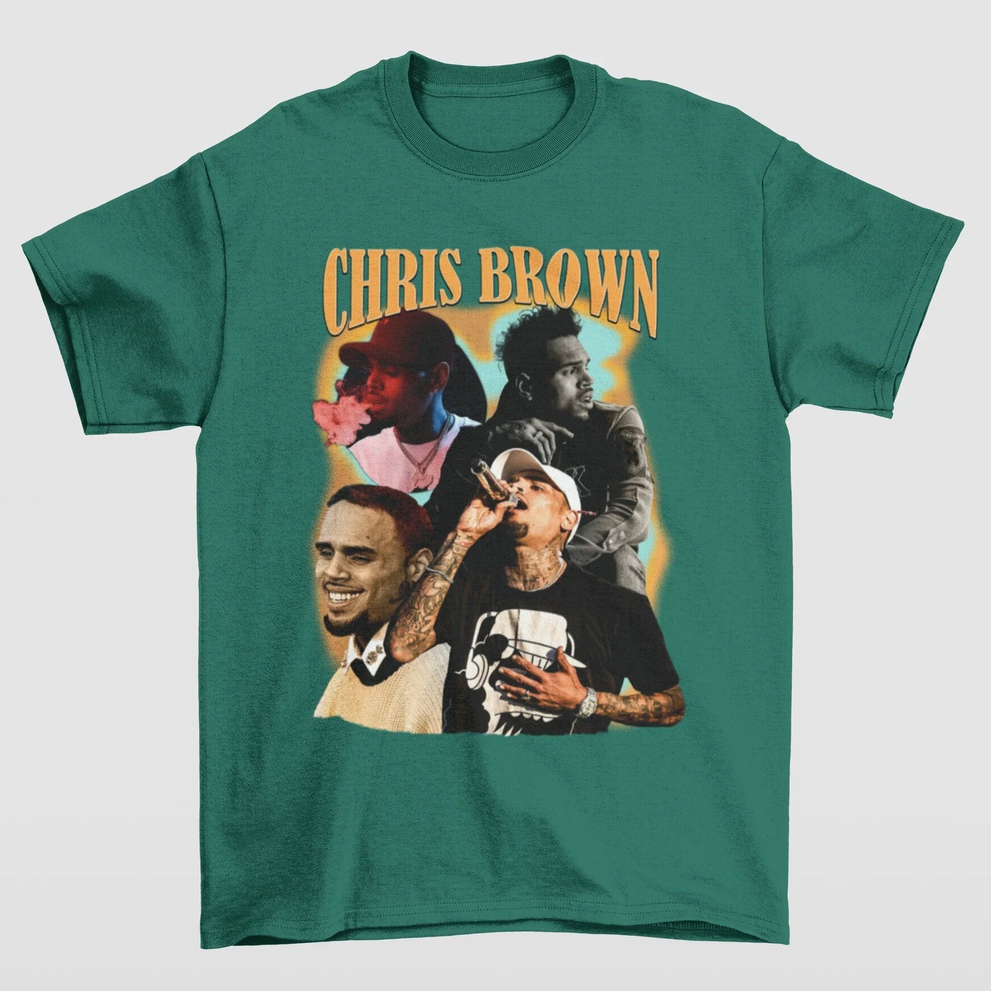 Camiseta Básica Chris Brown Graphic- VERDE