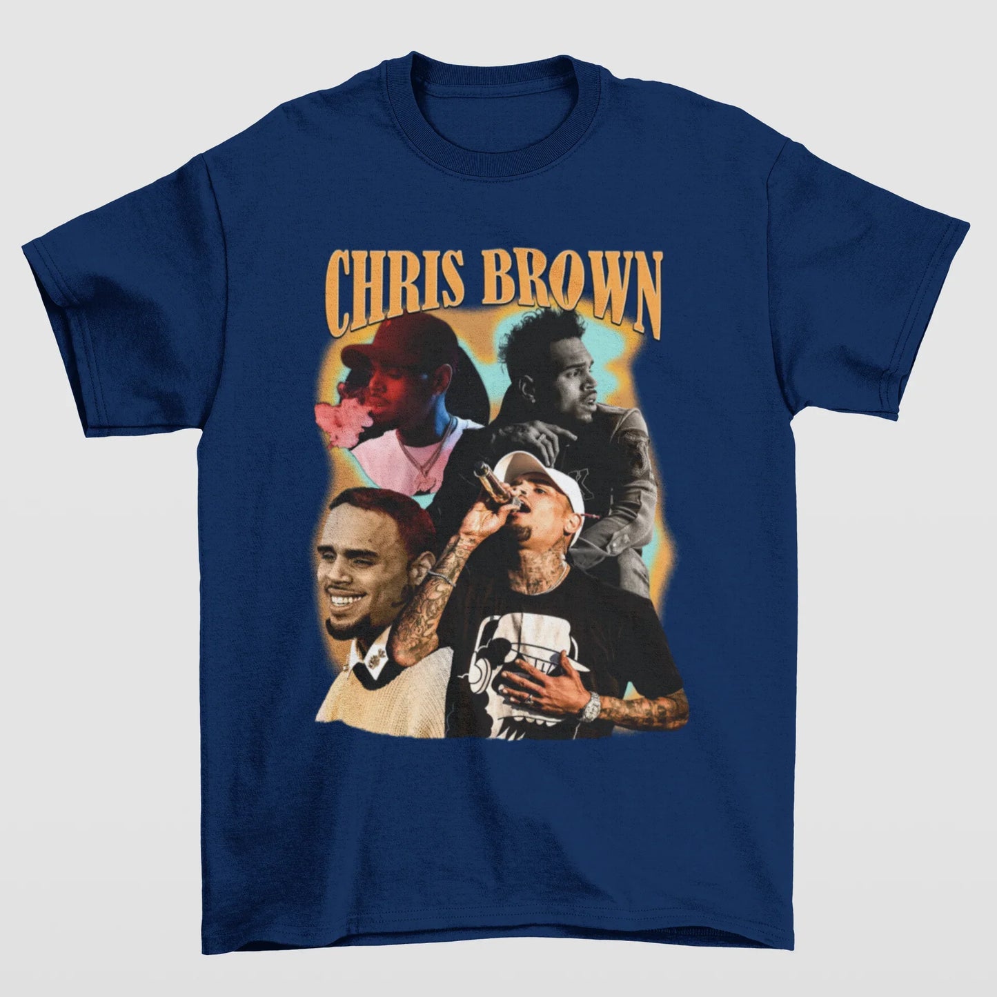 Camiseta Básica Chris Brown Graphic- AZUL-MARINHO