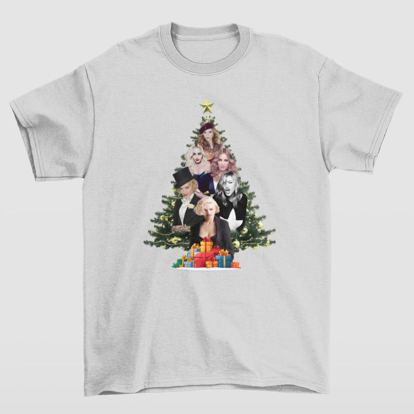 Camiseta Básica Christmas Madonna- CINZA