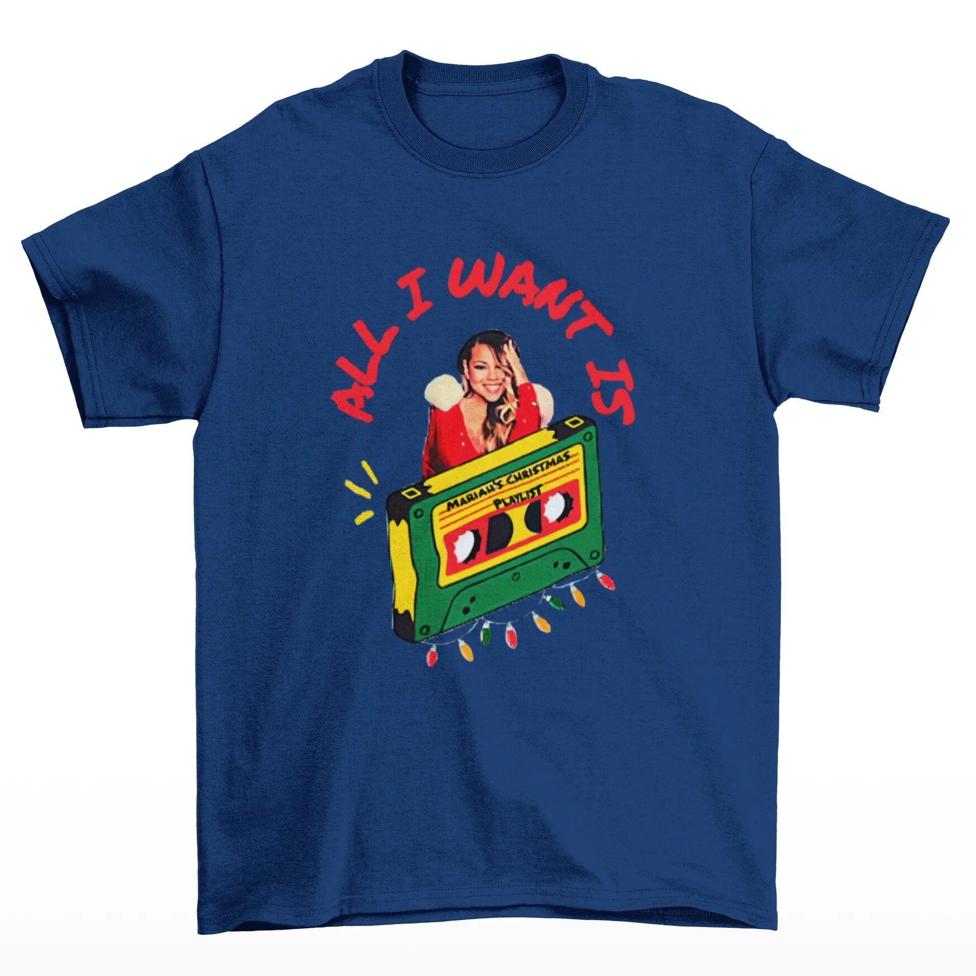 Camiseta Básica Christmas All I Want Is Mariah Carey- AZUL-MARINHO