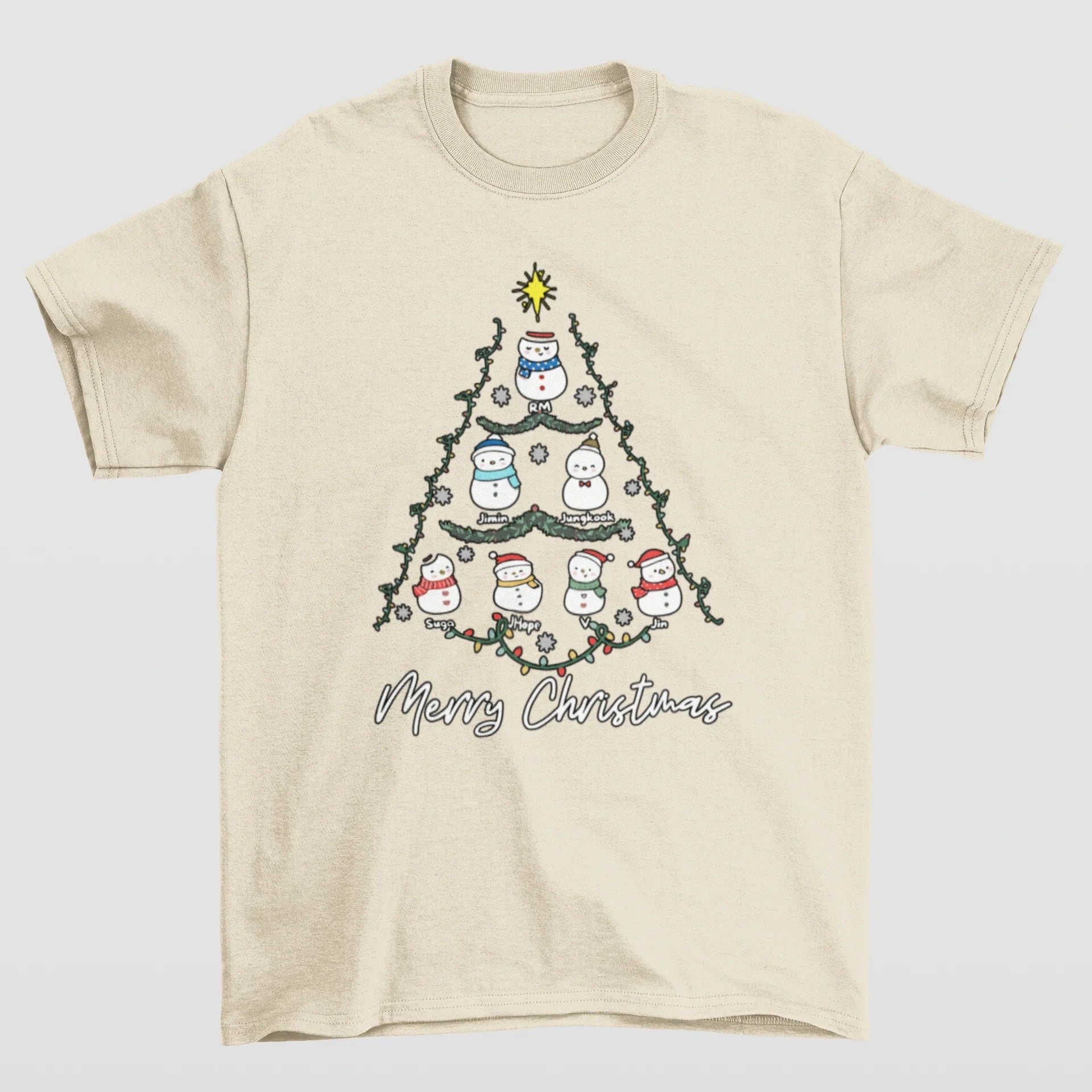 Camiseta Básica Christmas Bts Tree- pérola