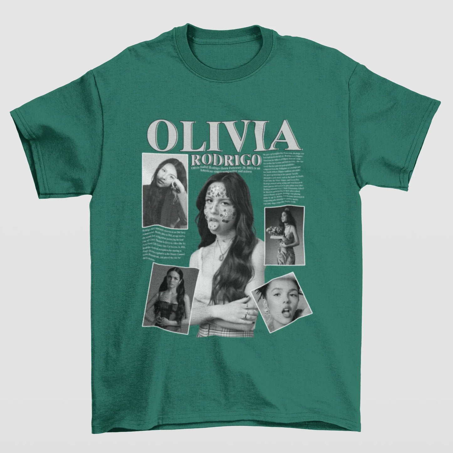 Camiseta Básica Olivia Rodrigo Black and White- verde