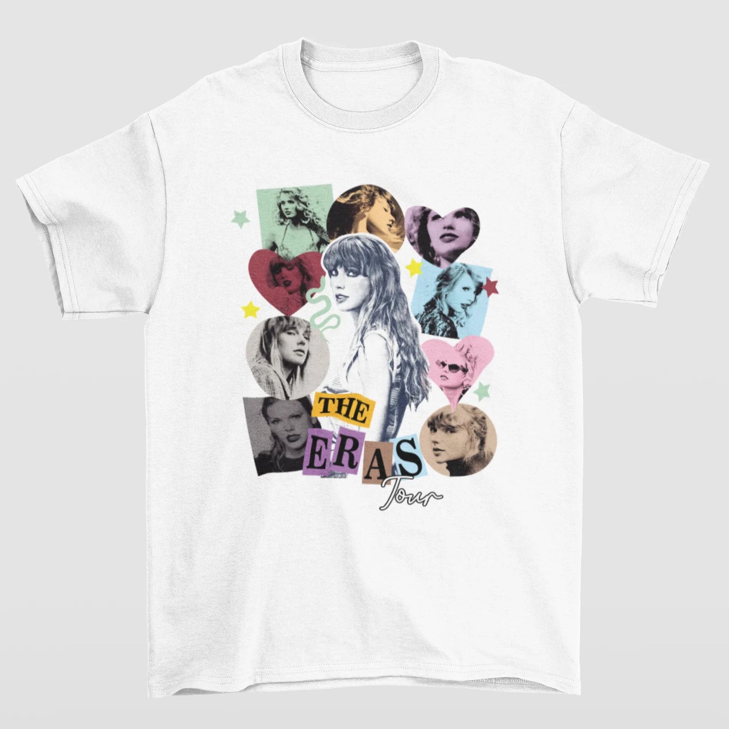Camiseta Básica Taylor Swift The Eras Tour Hearts- branco