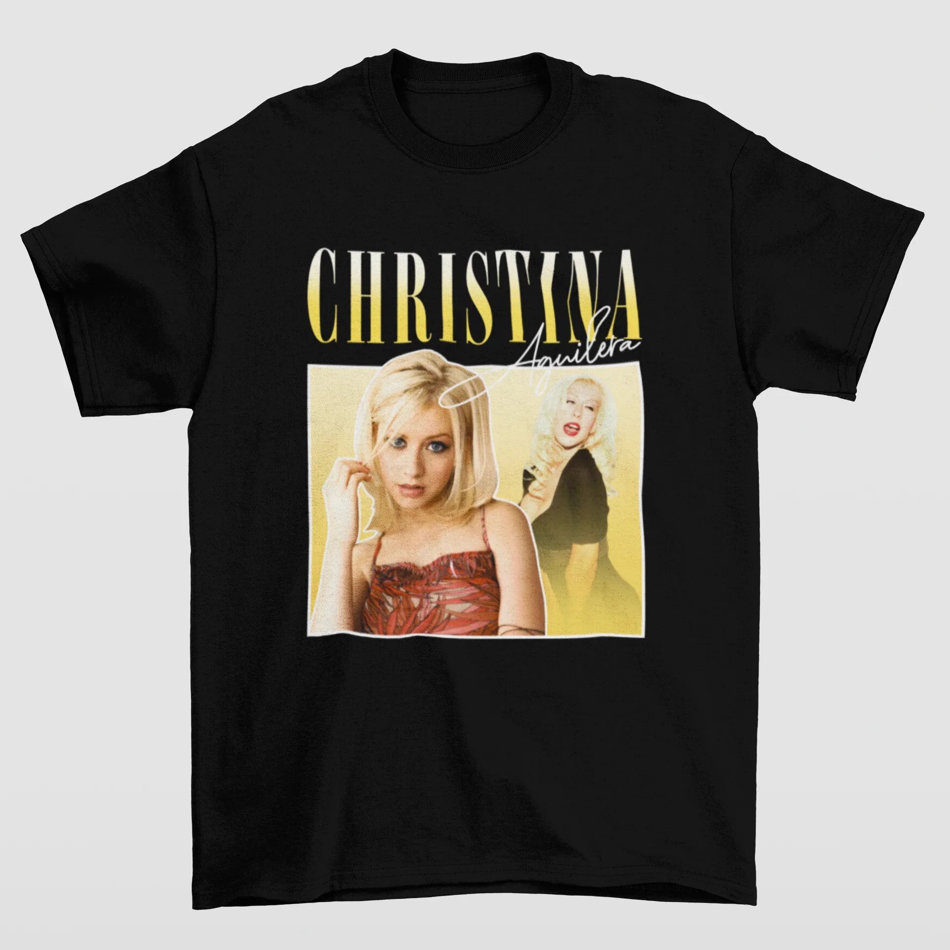 Camiseta Básica Cantora Christina Aguilera- PRETO
