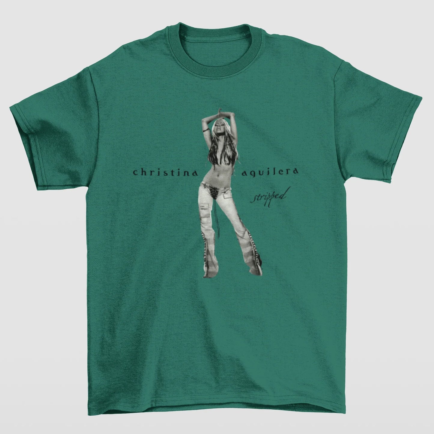 Camiseta Básica Stripped Christina Aguilera- VERDE