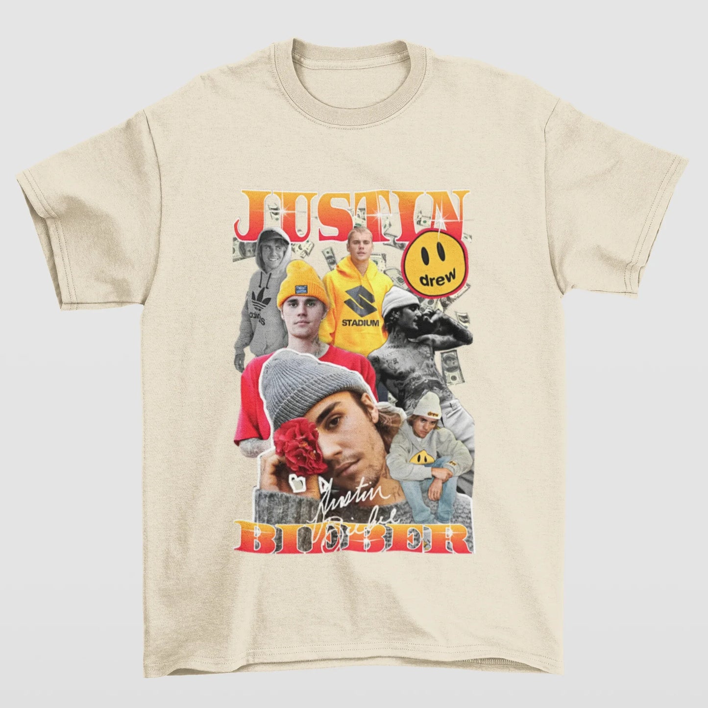 Camiseta Básica Justin Bieber Drew- pérola
