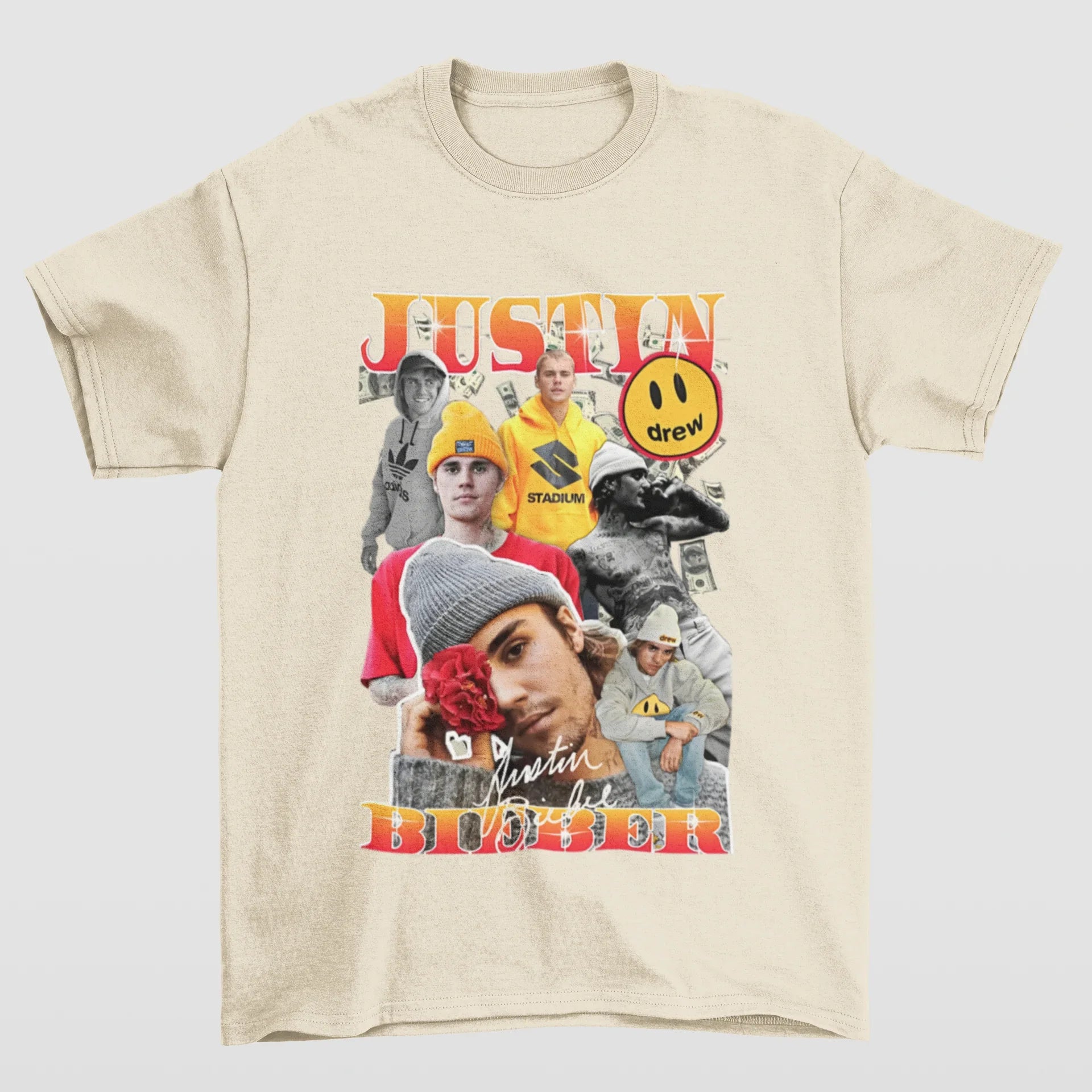 Camiseta Básica Justin Bieber Drew- pérola
