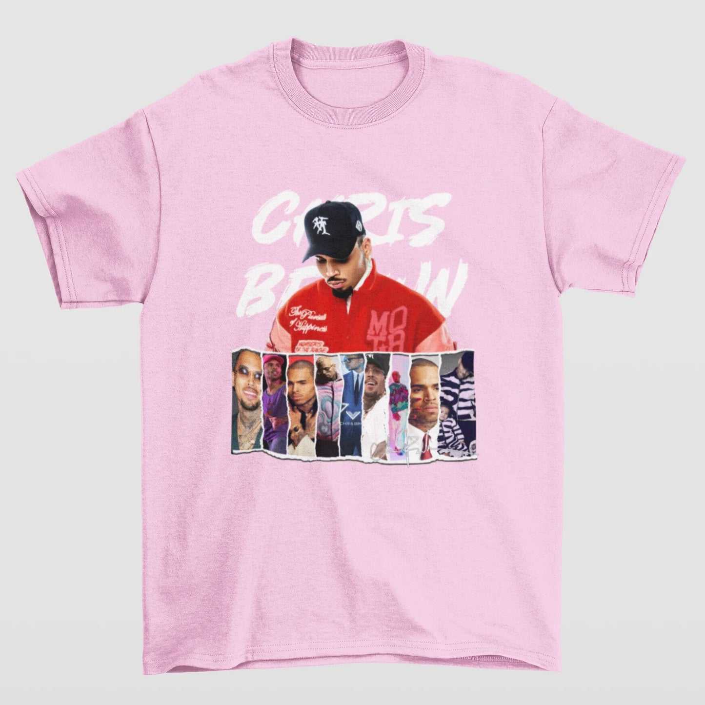 Camiseta Básica Chris Brown Collab Photos- rosa bebe