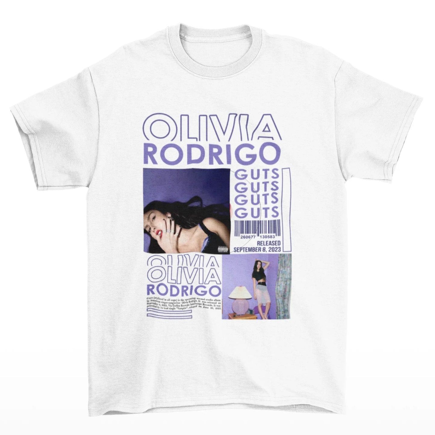 Camiseta Básica Olivia Rodrigo Guts- branco