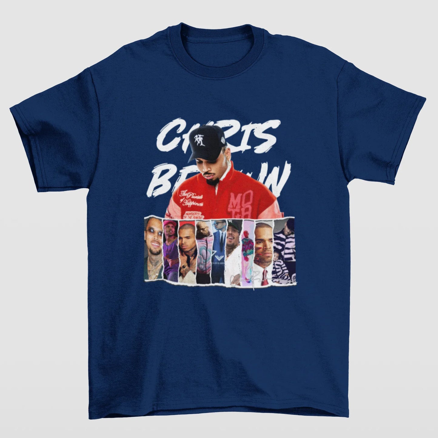 Camiseta Básica Chris Brown Collab Photos- azul-marinho