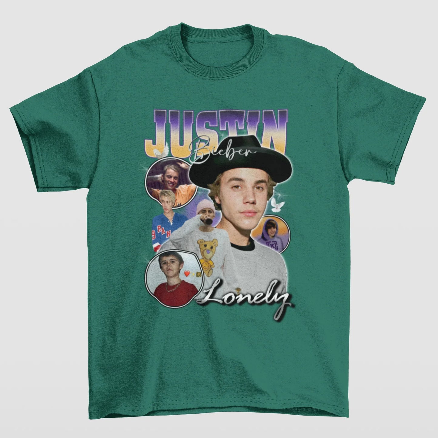 Camiseta Básica Justin Bieber Lonely- VERDE