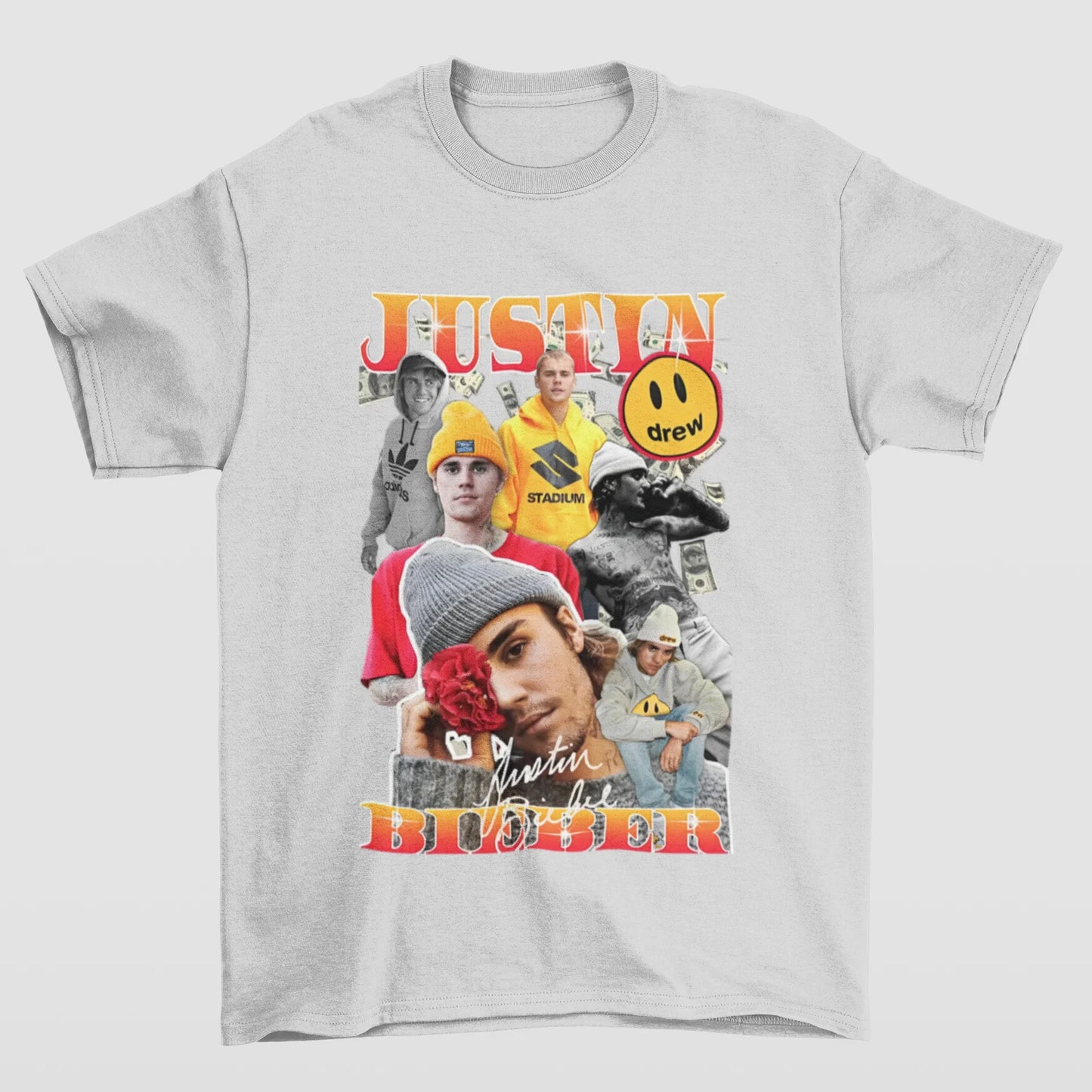 Camiseta Básica Justin Bieber Drew- cinza