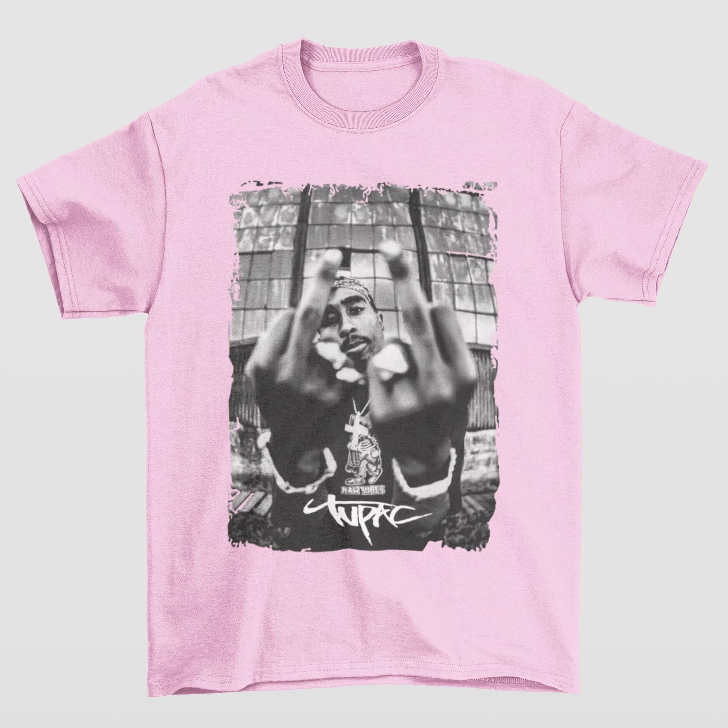 Camiseta Básica Tupac Aesthetic- rosa bebe