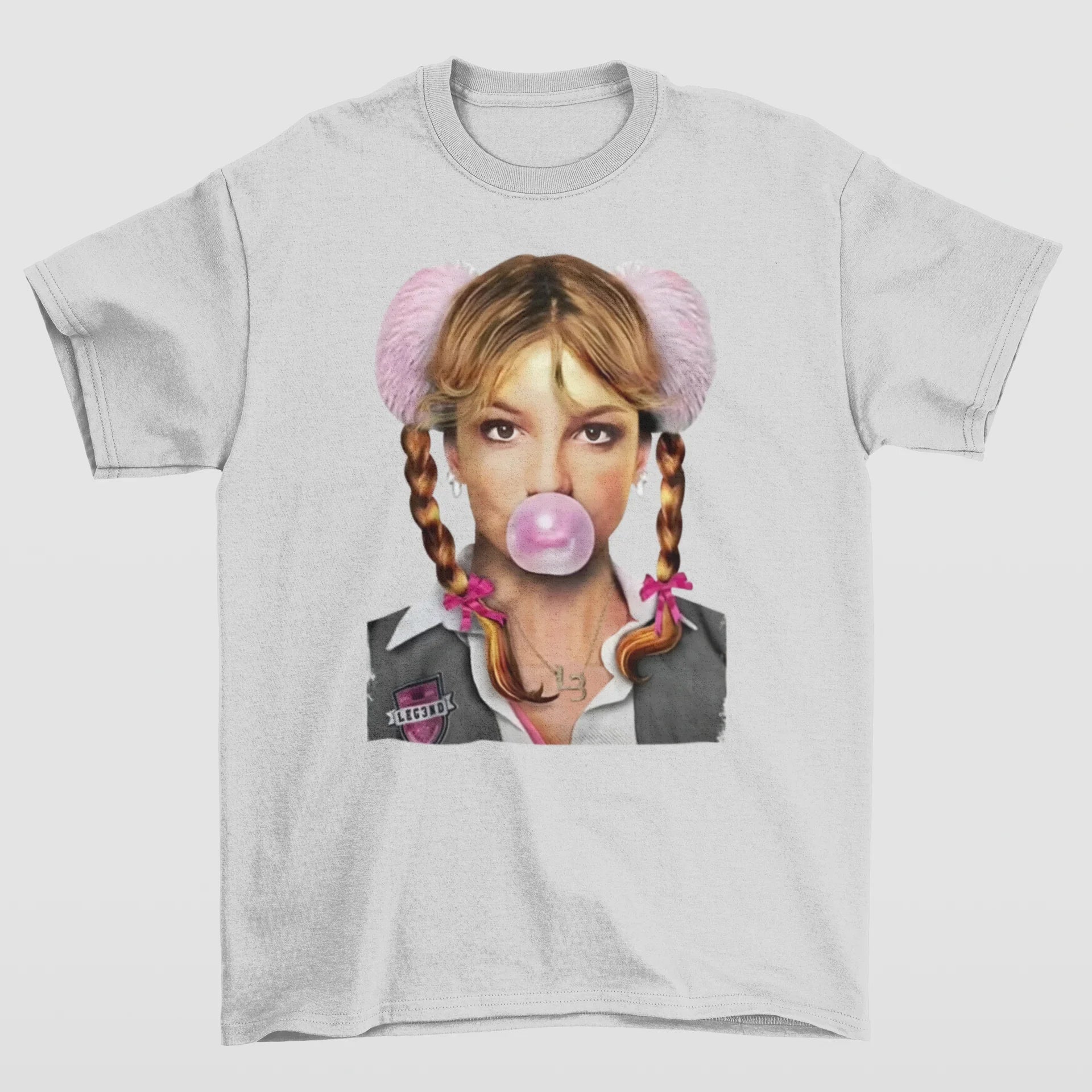 Camiseta Básica Britney Spears Bubble- cinza
