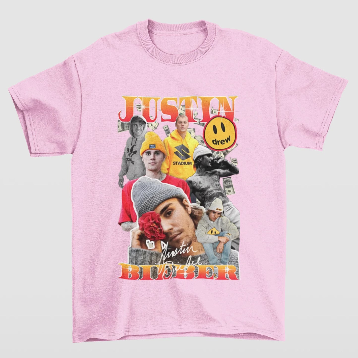 Camiseta Básica Justin Bieber Drew- rosa bebe