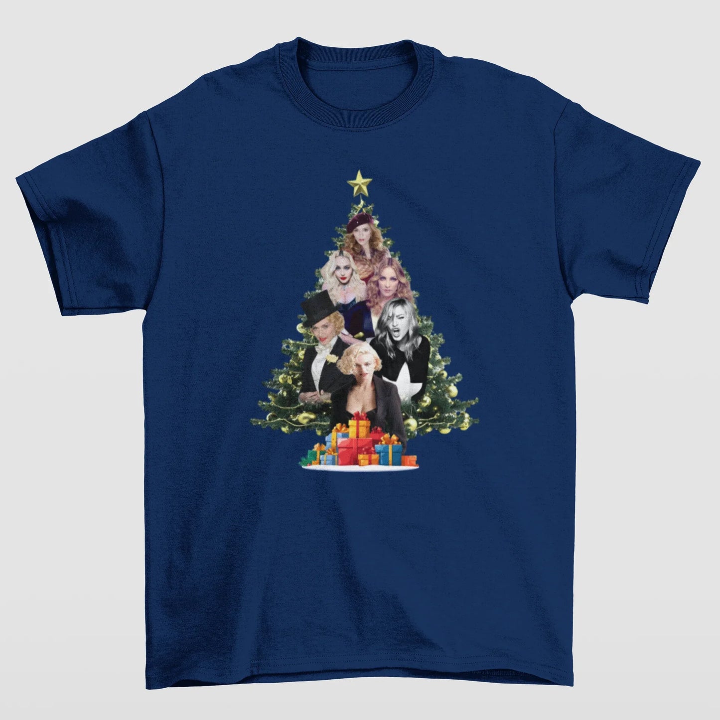 Camiseta Básica Christmas Madonna- AZUL-MARINHO