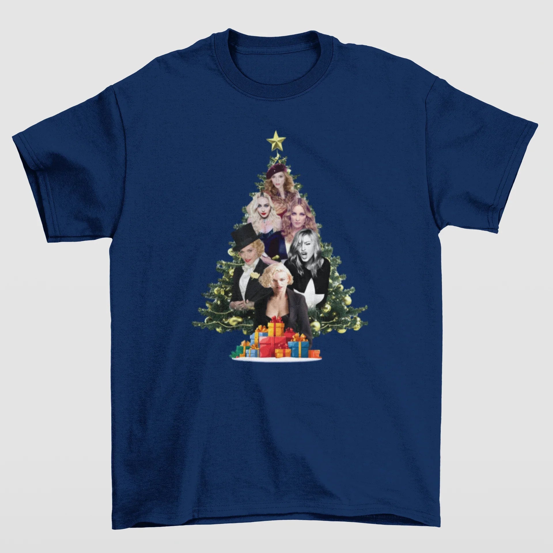 Camiseta Básica Christmas Madonna- AZUL-MARINHO
