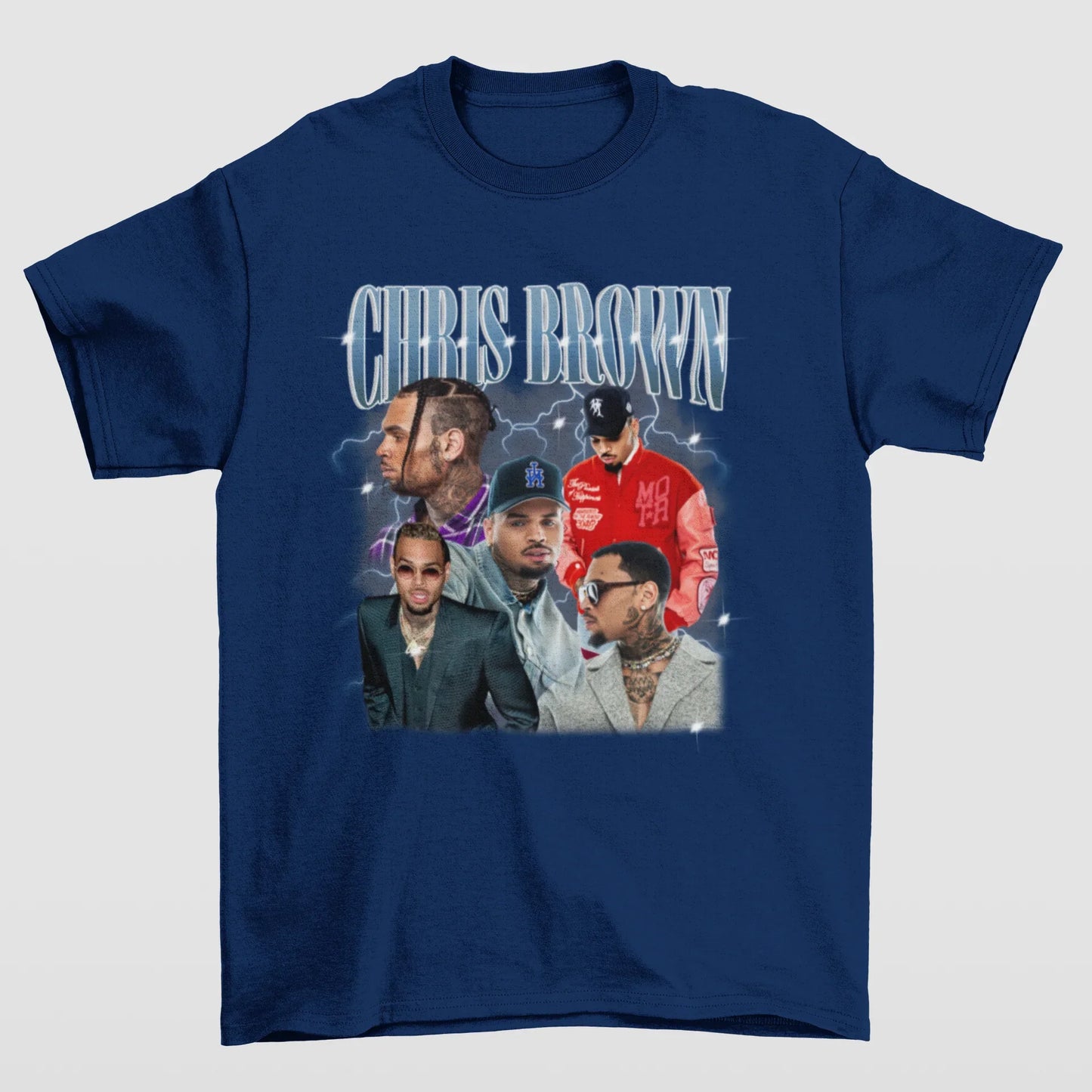 Camiseta Básica Chris Brown Graphic Design- azul-marinho