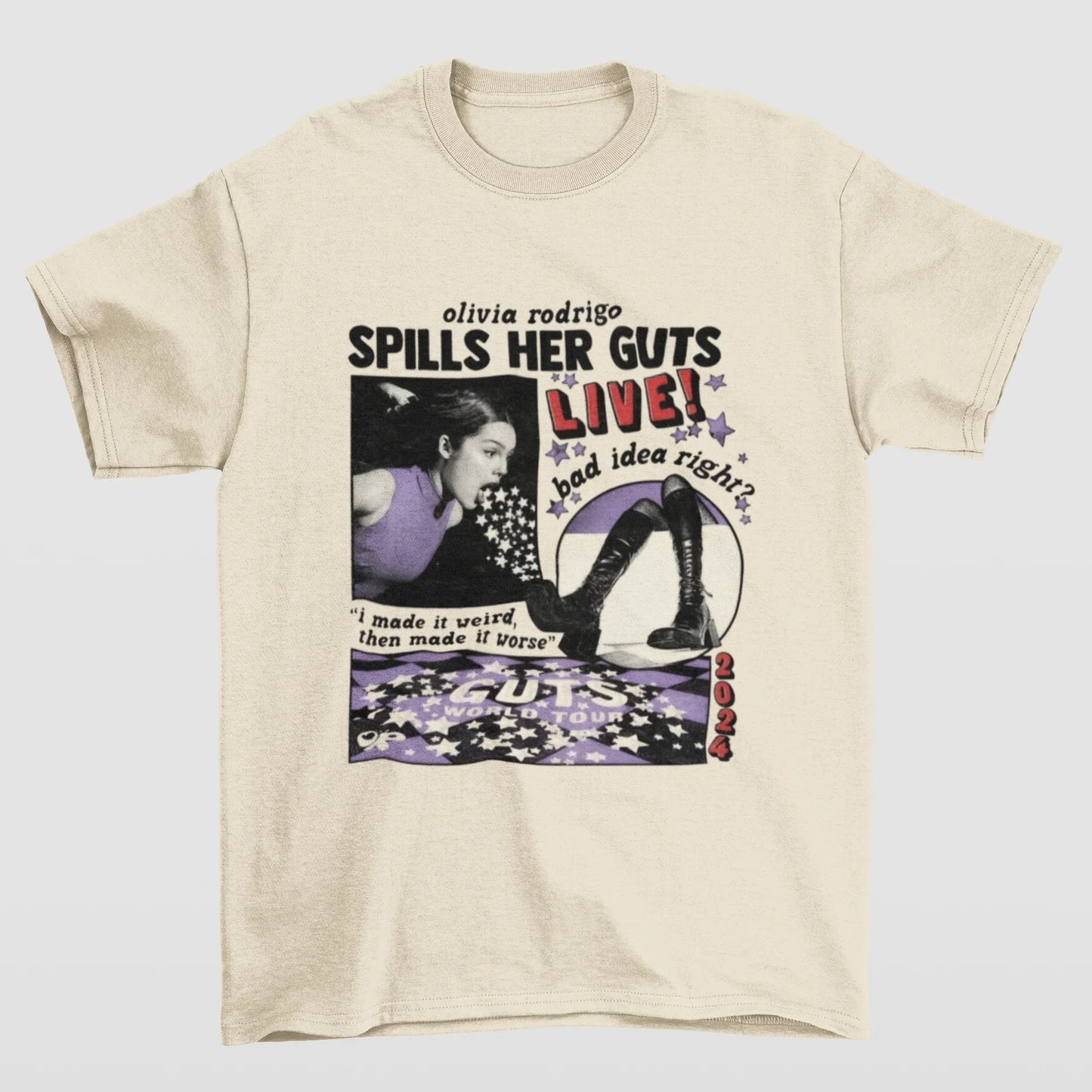 Camiseta Básica Olivia Rodrigo Spills Her Guts