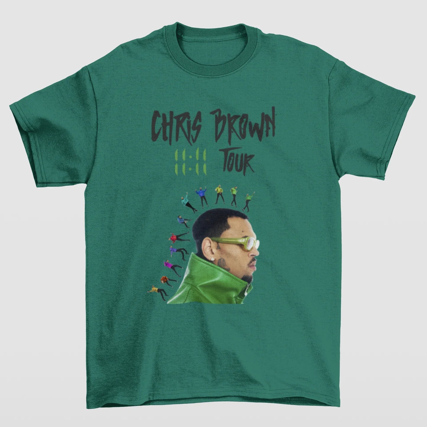 Camiseta Básica Chris Brown 11:11 Tour- VERDE