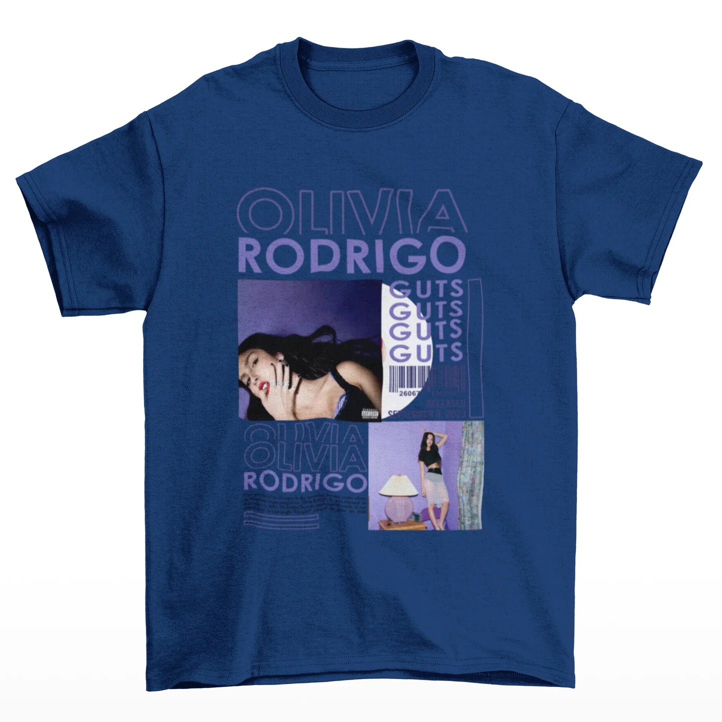 Camiseta Básica Olivia Rodrigo Guts- azul-marinho