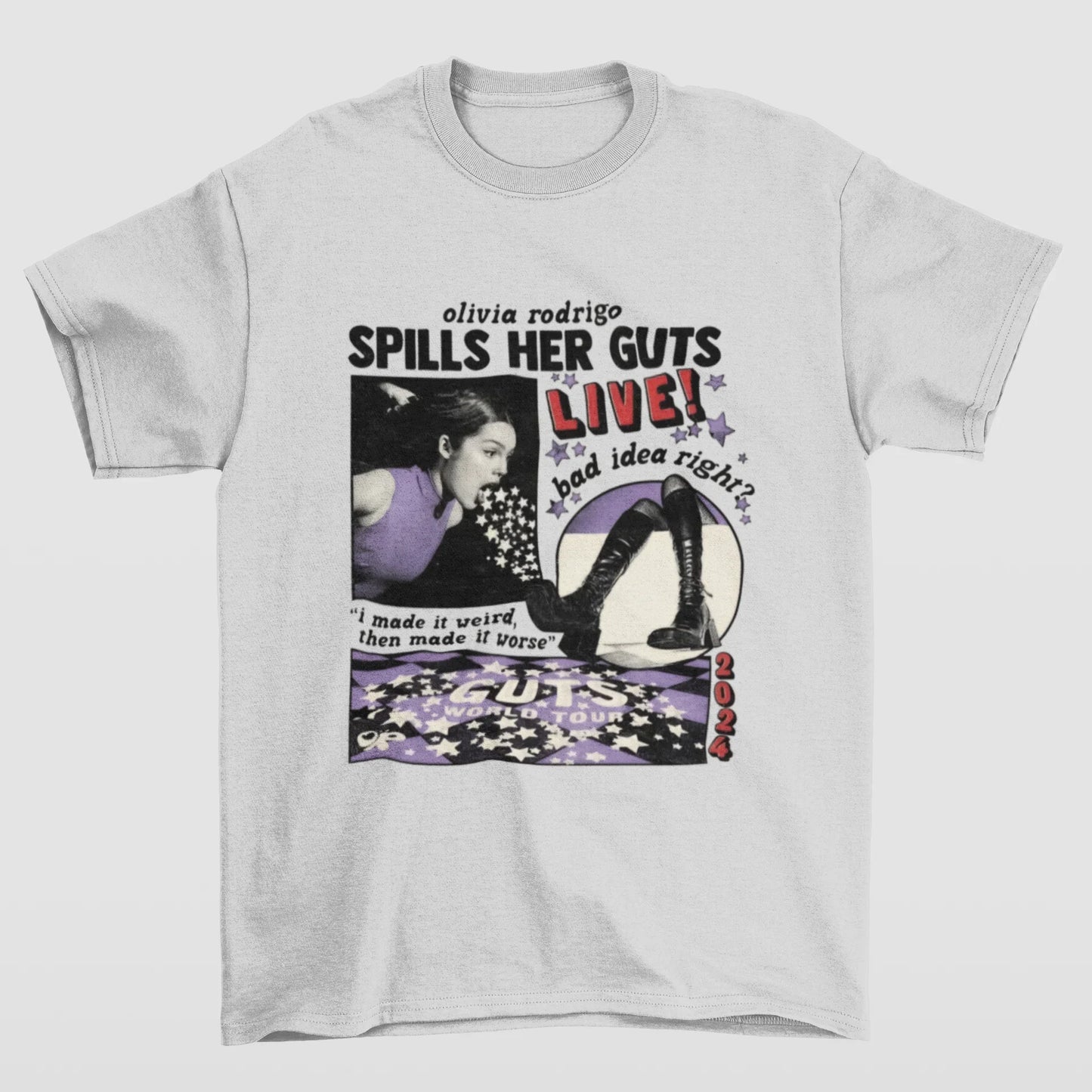 Camiseta Básica Olivia Rodrigo Spills Her Guts