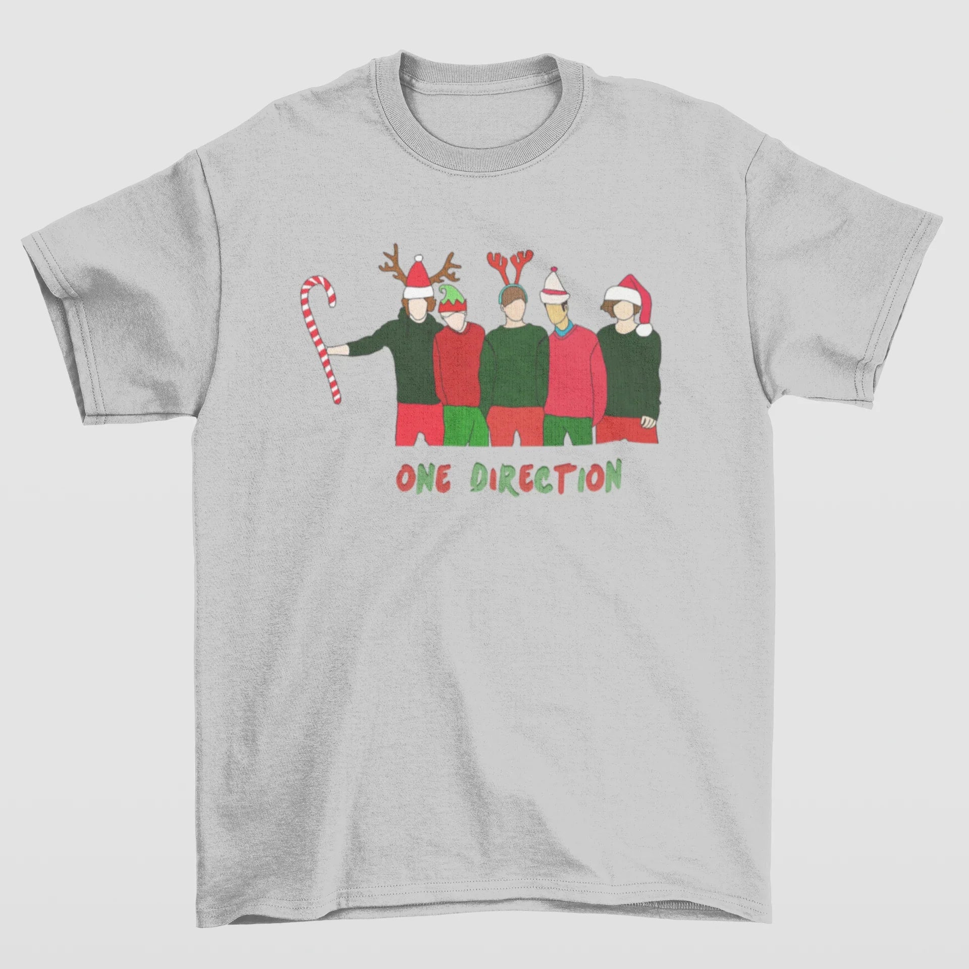 Camiseta Básica One Direction Christmas- cinza