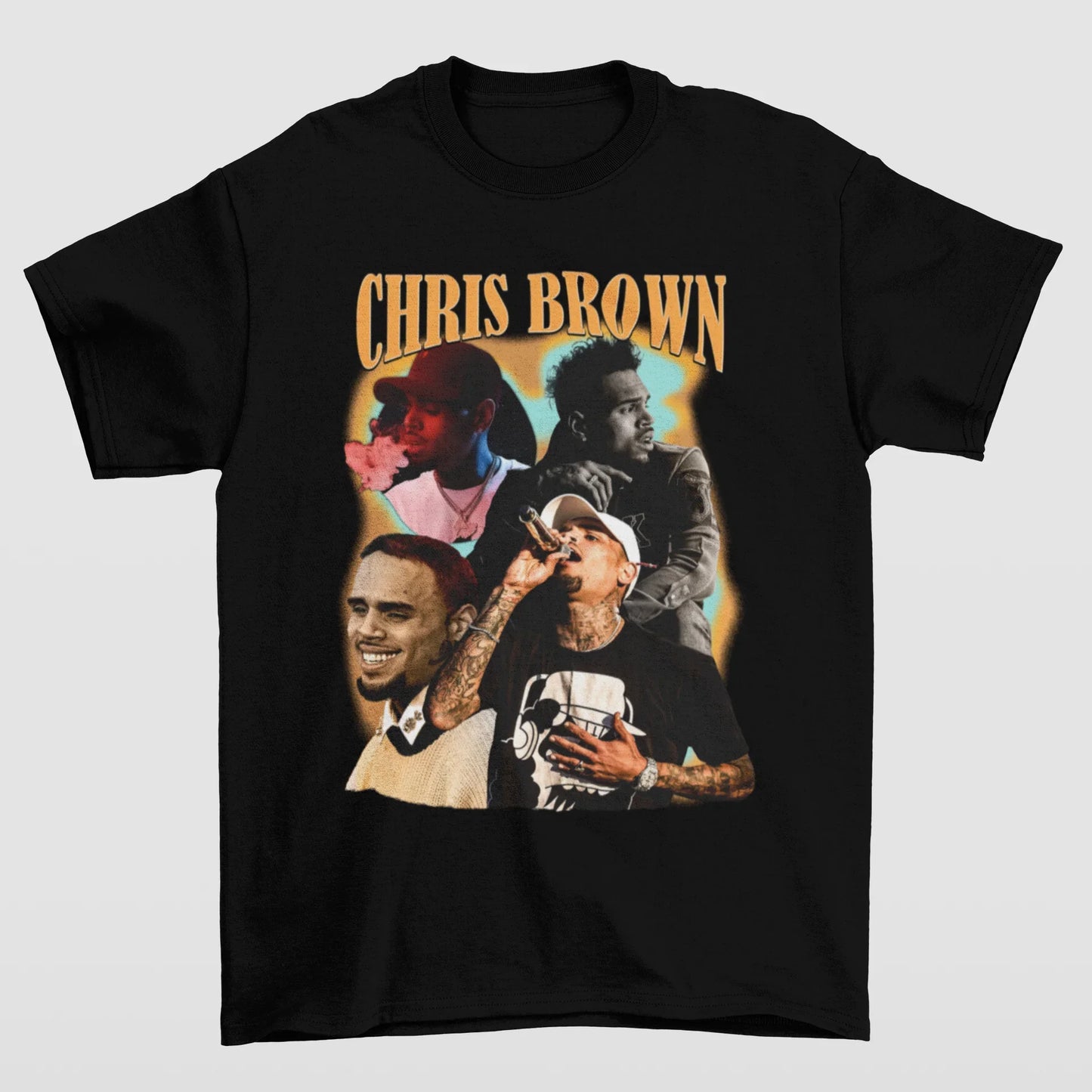 Camiseta Básica Chris Brown Graphic- PRETO