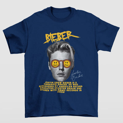 Camiseta Básica Justin Bieber Drew History- azul-marinho