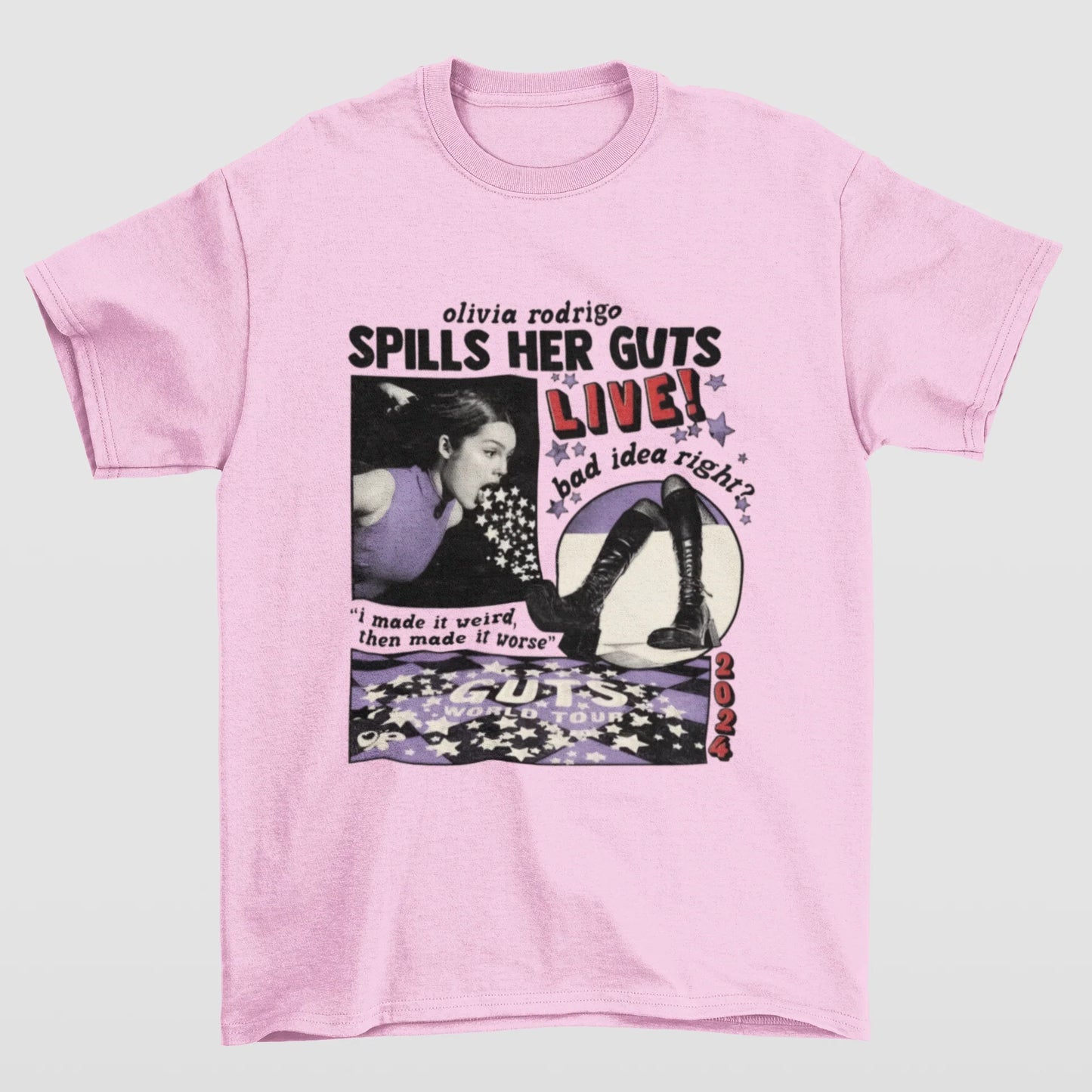 Camiseta Básica Olivia Rodrigo Spills Her Guts