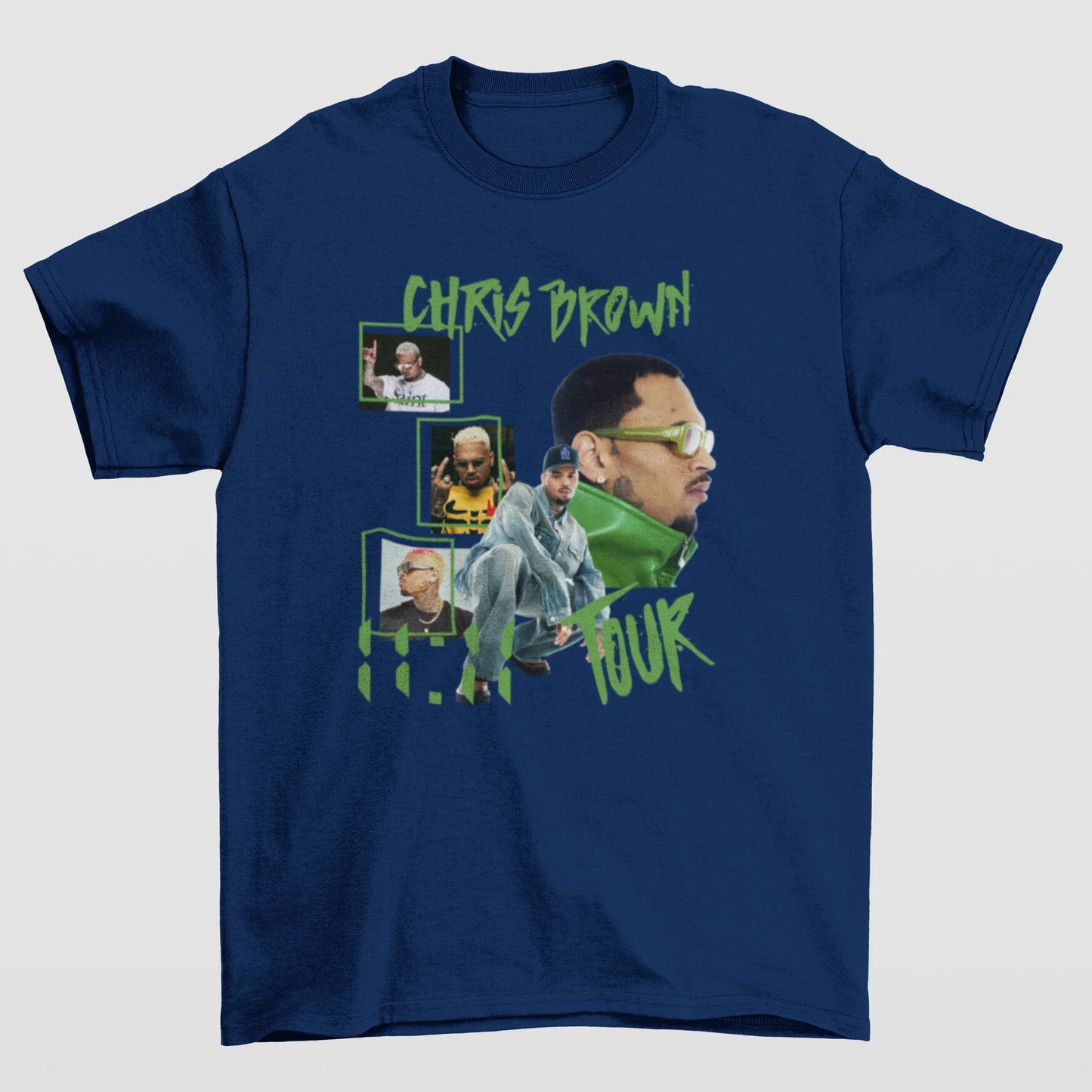 Camiseta Básica Chris Brown Tour Graphic- azul-marinho