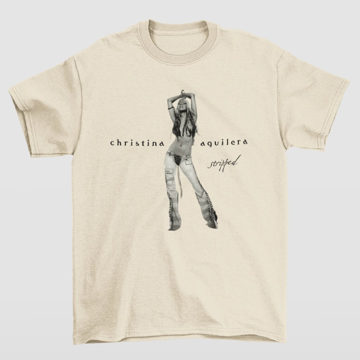 Camiseta Básica Stripped Christina Aguilera- PÉROLA