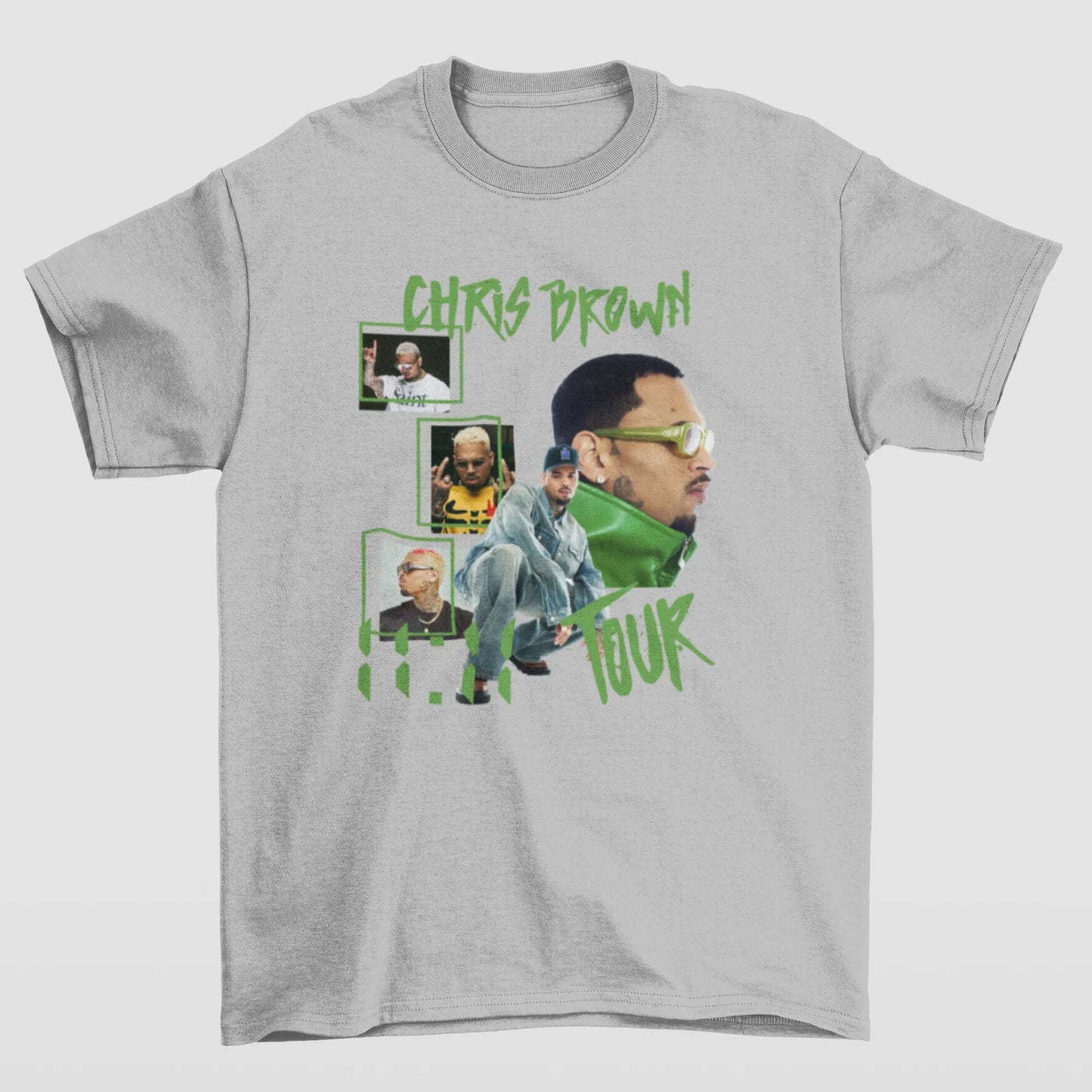 Camiseta Básica Chris Brown Tour Graphic- cinza