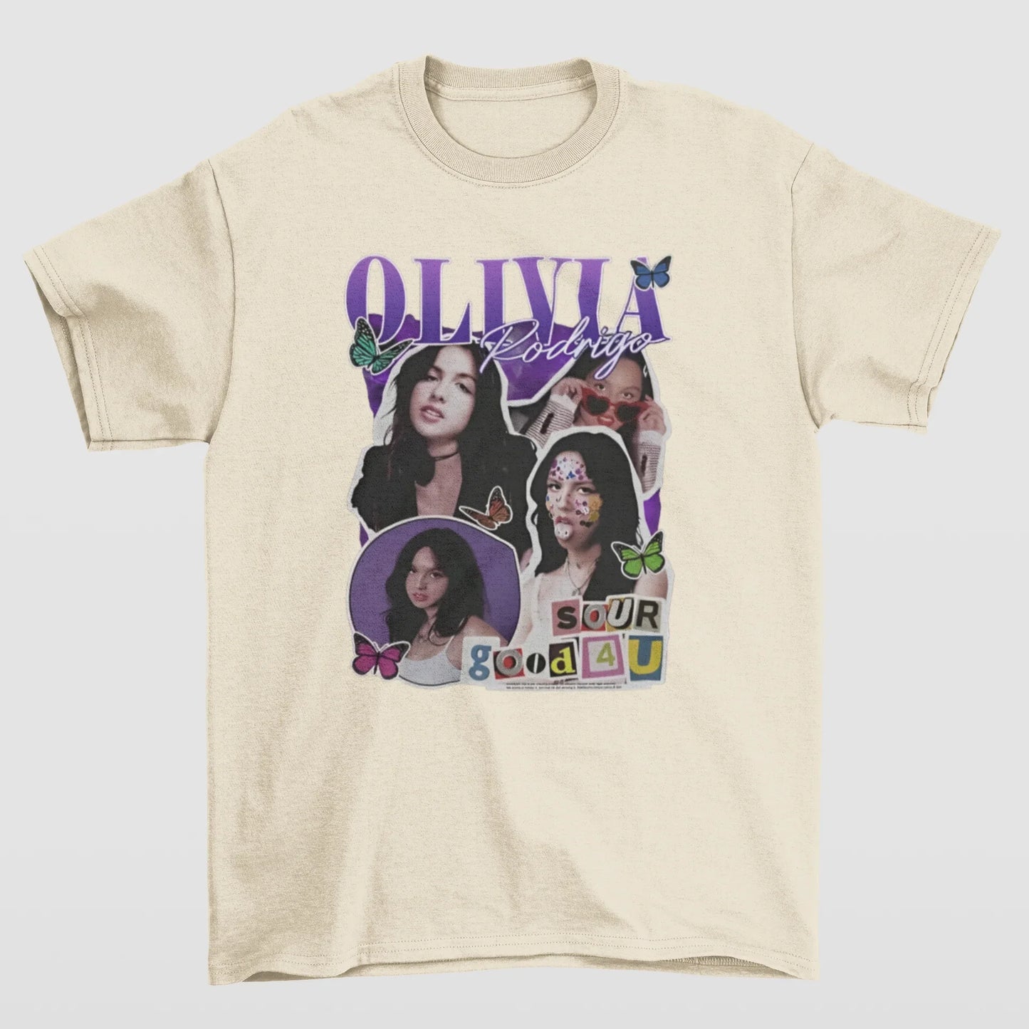 Camiseta Básica Olivia Rodrigo Sour Good 4U- pérola