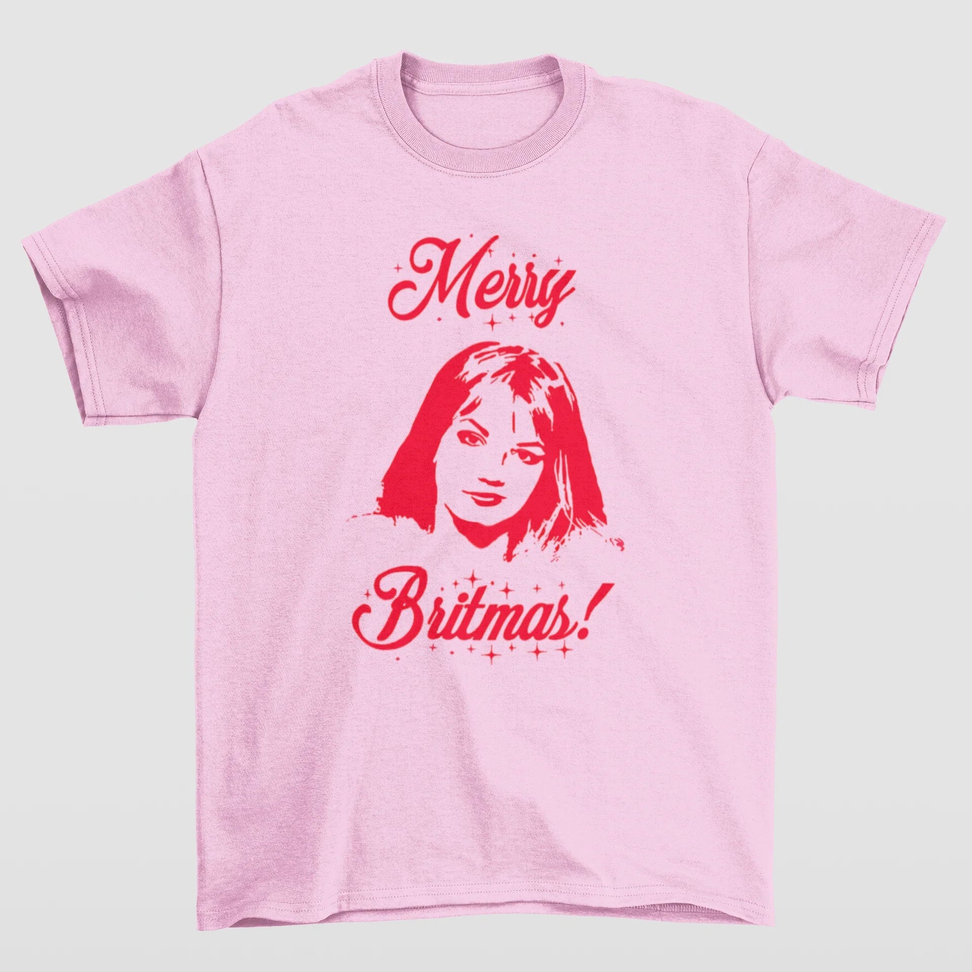 Camiseta Básica Britney Spears Merry Britmas Christmas- rosa bebe