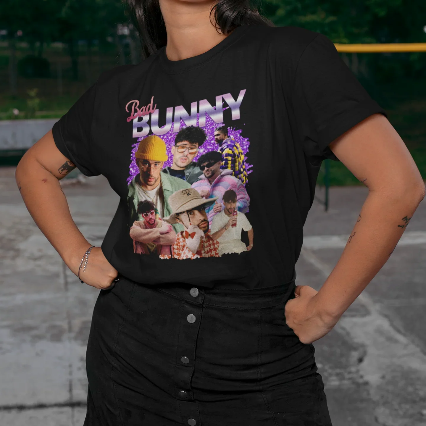 Camiseta Básica Bad Bunny Faces