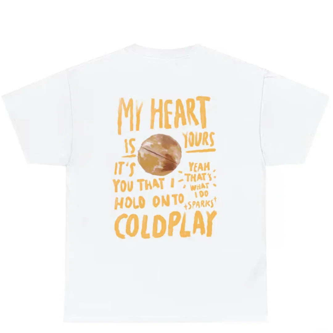 Camiseta Básica Coldplay My Heart Is Yours-BRANCO