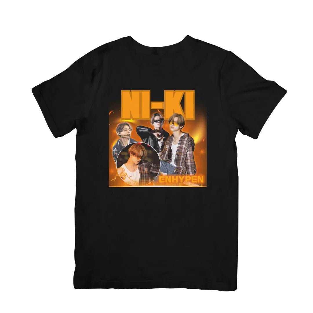 Camiseta Básica Enhypen Ni-Ki Graphic - preto