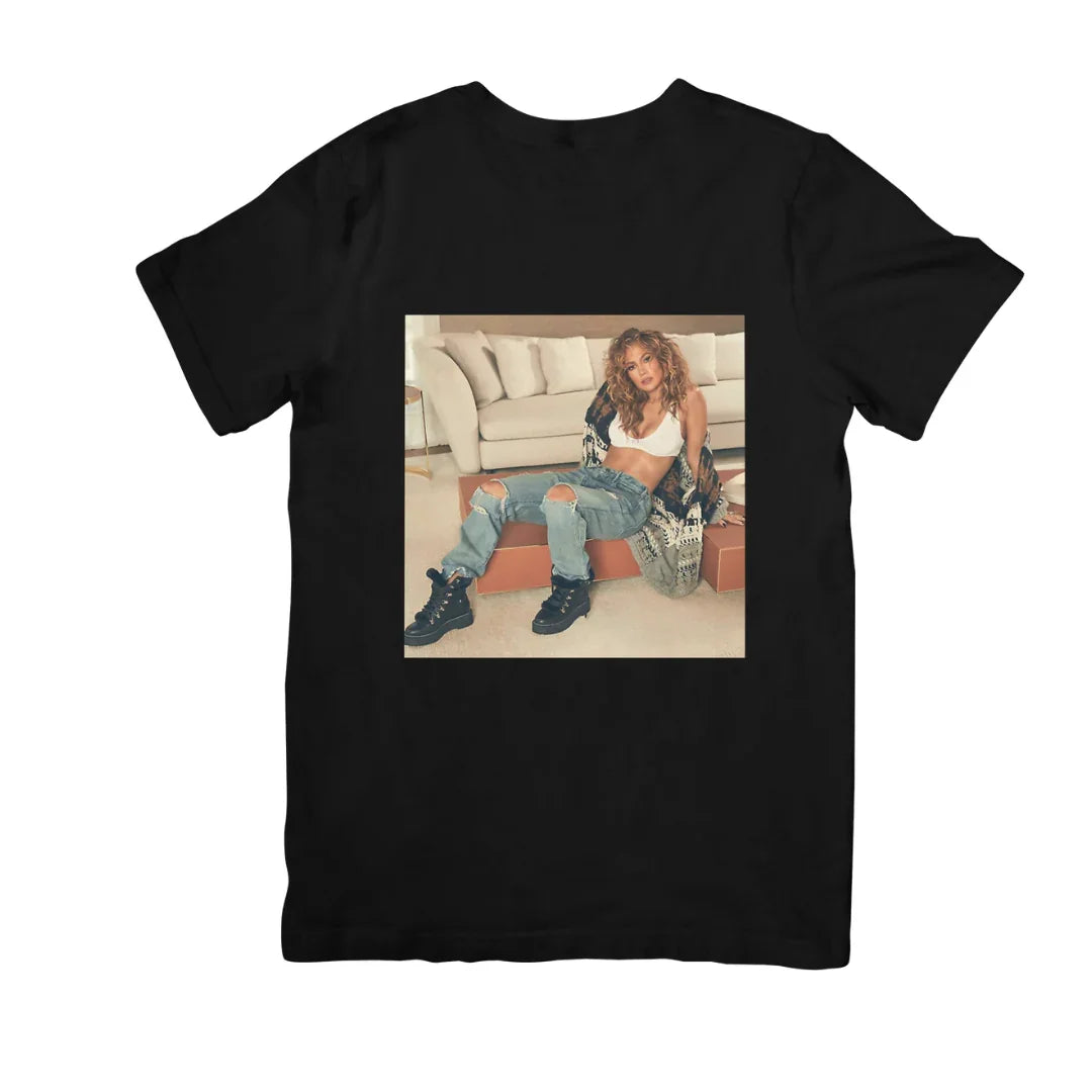 Camiseta Básica Jennifer Lopez Photo - Preto