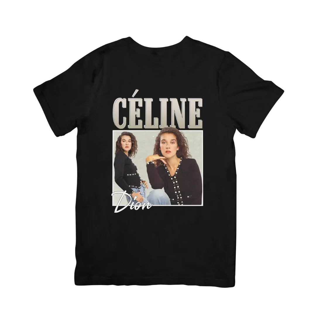 Camiseta Básica Céline Dion Pose Preto