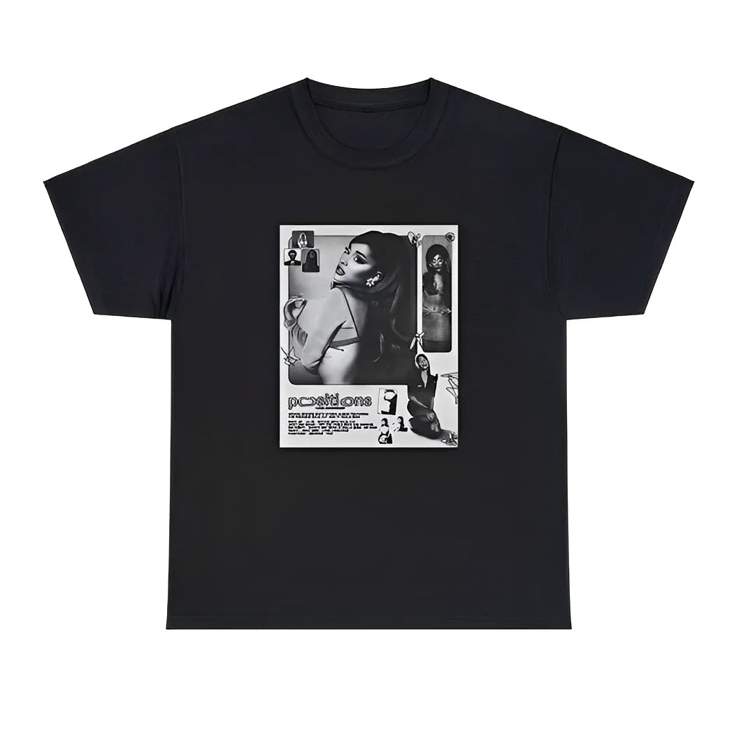 Camiseta Básica Ariana Grande Positions Aesthetic - Preto