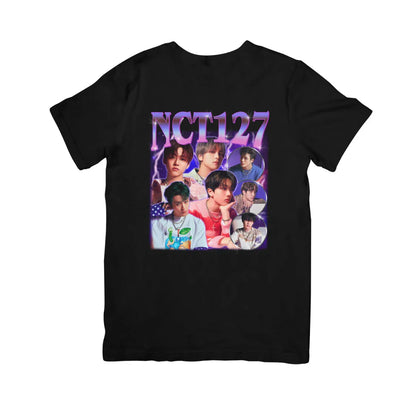 Camiseta Básica NCT 127 Retro Vintage - preto