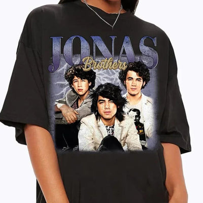 Camiseta Básica Jonas Brothers Retro Vintage Preto